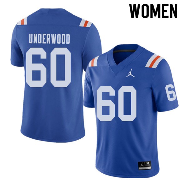 Jordan Brand Women #60 Houston Underwood Florida Gators Throwback Alternate College Football Jersey